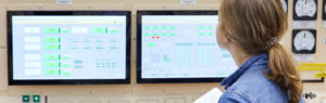 woman viewing monitor