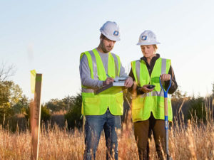 Environmental engineers in the field.