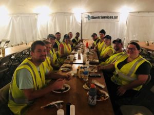 ENERCON crews in Americus, GA enjoying dinner after a long day.