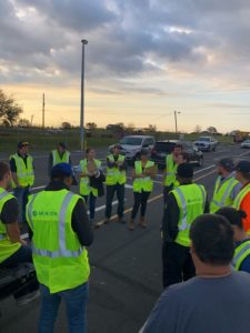 ENERCON review and safety tailboard to start the day.