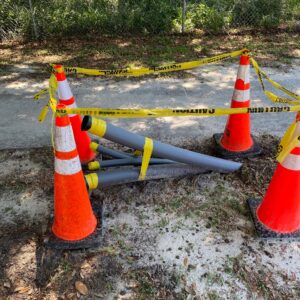 Cones and caution tape
